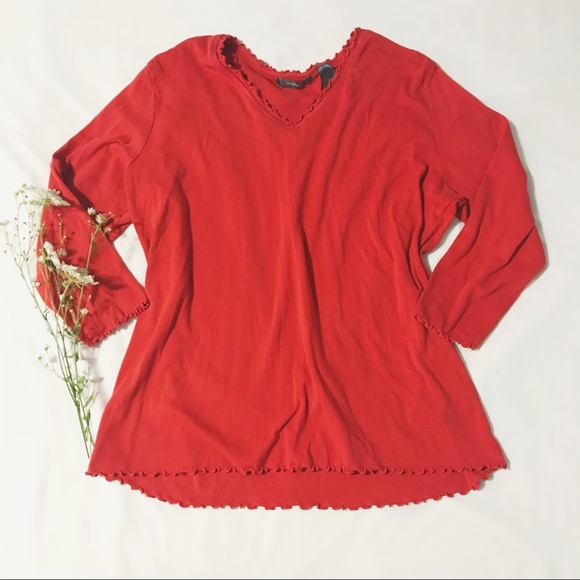 🛍 Liz Claiborne Orange Ruffle Top - Picture 1 of 6